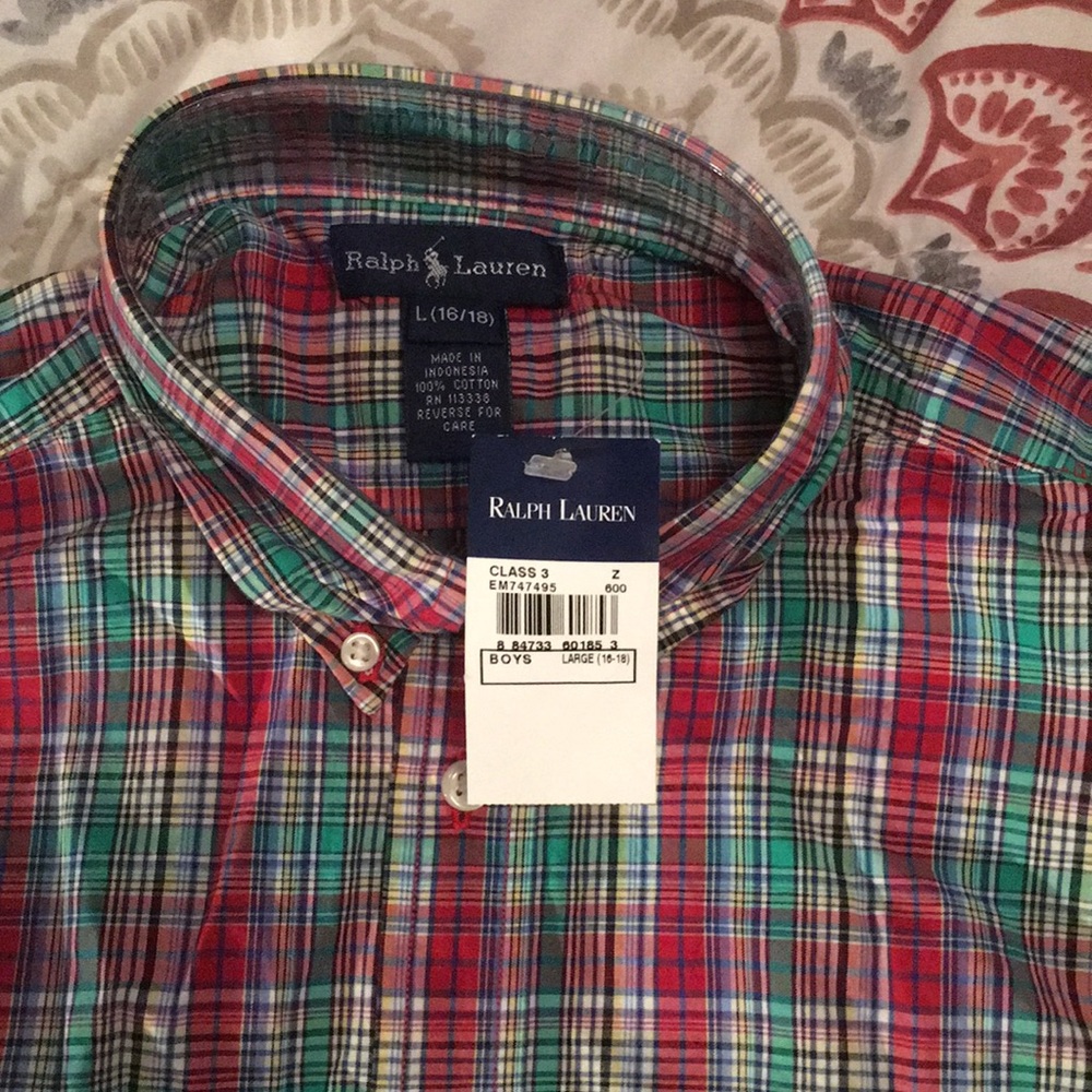 Ralph Lauren Plaid Cotton Poplin Shirt L(16/18)